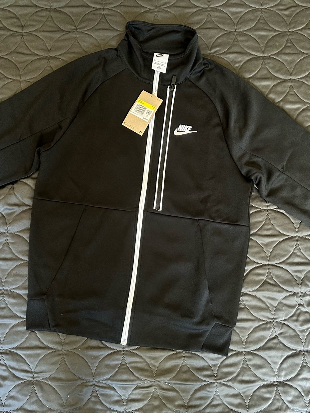 Nike Black Full-Zip Performance Track Jacket with White Accents